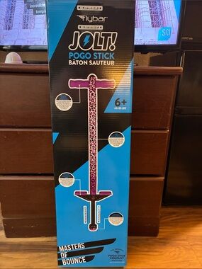 NWOT Girls Flybar Jolt Pogo Stick- Ages 6+ Pink Leopard Print w/Purple Accents.